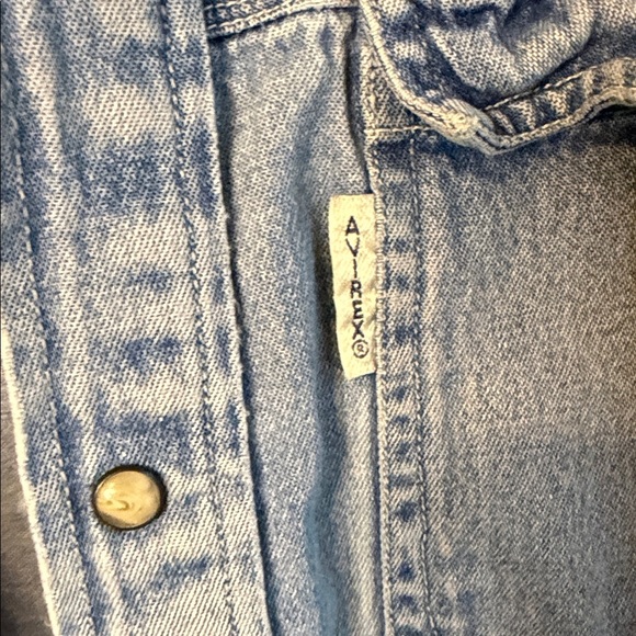 Avirex Beige 100% Cotton Denim Shirt , Some Wear on Inside Sleeves, - Picture 3 of 7